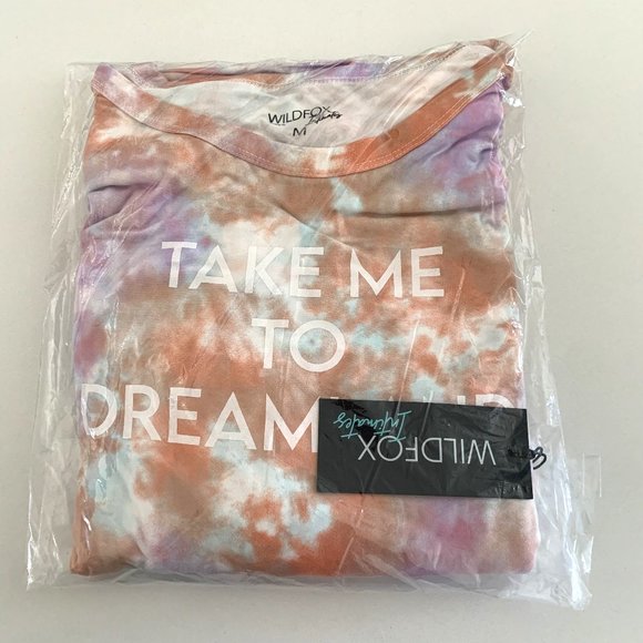 Wildfox Intimates Dreamland Pajamas 2 PC Set Top & Pants Rainbow Cloud Tie Dye - Picture 6 of 8